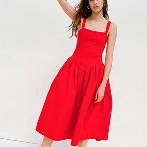 NWT En Saison Pleated Tie-Back Midi Dress Size M